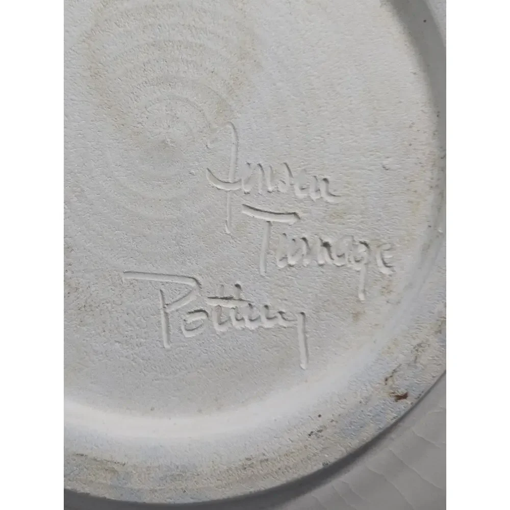 Vintage Jensen Turnage Studio Art Pottery Rabbit Plate Dish Blue Whimsical